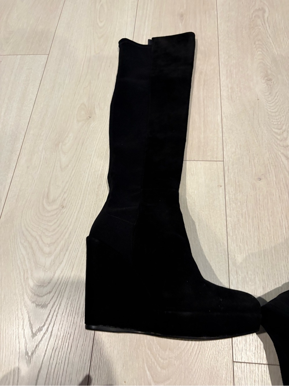 Stuart Weitzman Black Over-the-Knee Wedge Boots - Picture 5 of 9